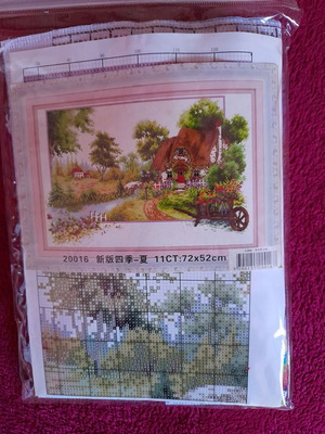 Aida stamped canvas kit farmhouse in very good condition