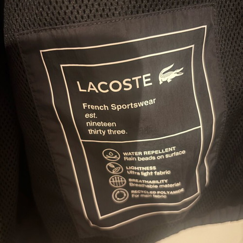 Lacoste Light Windbreaker Jacket New Black Size M