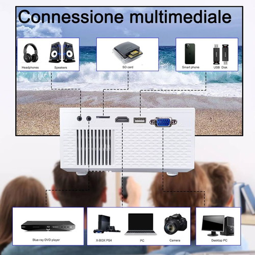 Mini Multimedia Projector Ysametp new, Full HD, 10000 lumens, HDMI, VGA, USB
