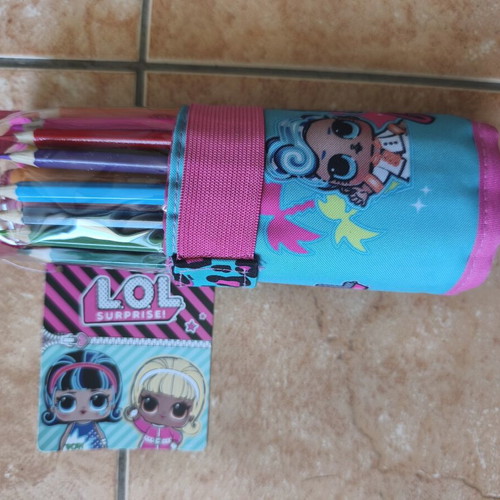 L.O.L. Surprise! school pencil case with colored pencils