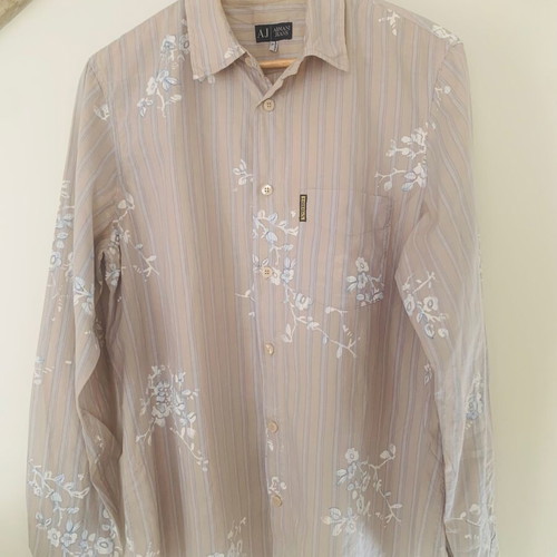 Armani Jeans shirt like new, beige and turquoise, size L