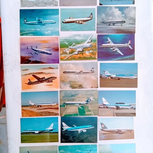 KLM postcards like new, set of 21 with historic aircraft