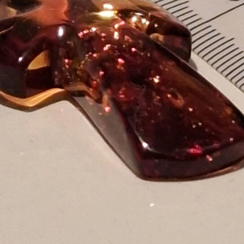 Cross pendant made of natural amber with 18k gold plating new