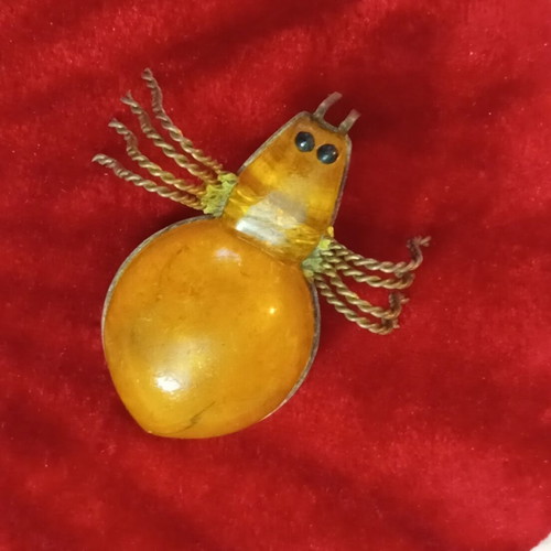 Russian brooch with amber used