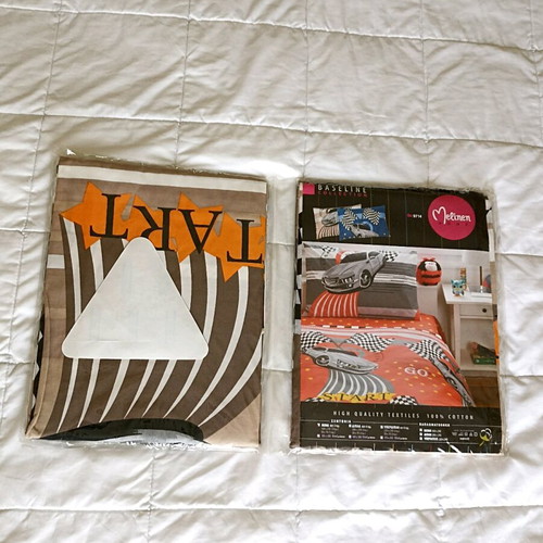 Single bed sheet set new 100% cotton with car figures and 1 pillowcase