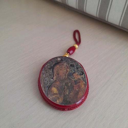 Set of 2 new religious amulets with images of Virgin Mary and Kosmas Aitolos