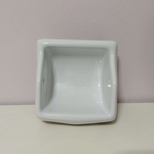 Vintage porcelain toilet paper holder used, white