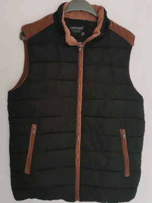 Αμάνικο μπουφάν μεταχειρισμένο μαύρο με καφέ κοτλέ XL