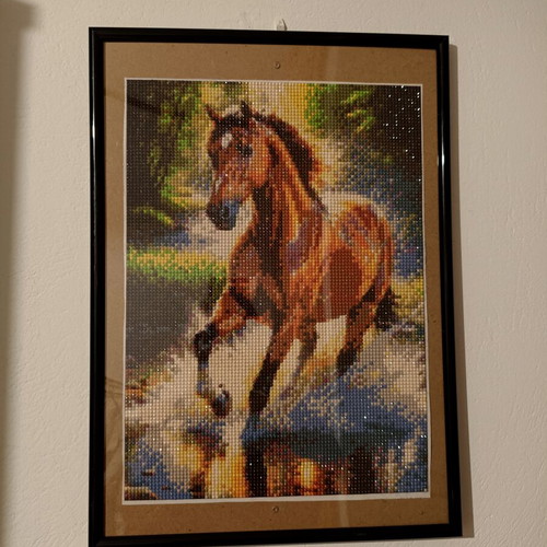 Diamond painting horse, like new, without frame