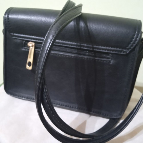Puccini leather women's crossbody bag new, black with gold details