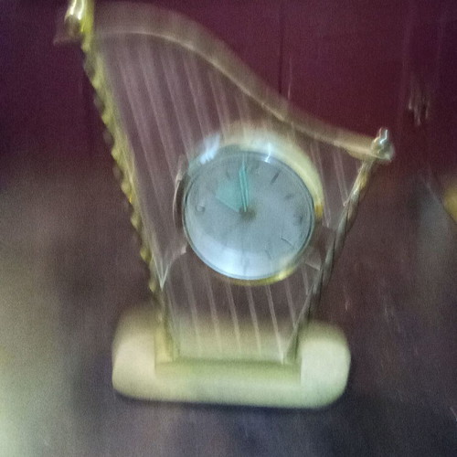 German Harp Clock 1960 used with broken glass