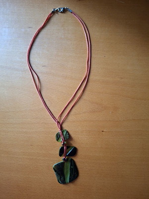 Handmade necklace like new, green and orange