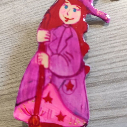 Witch Brooch handmade with enamel like new