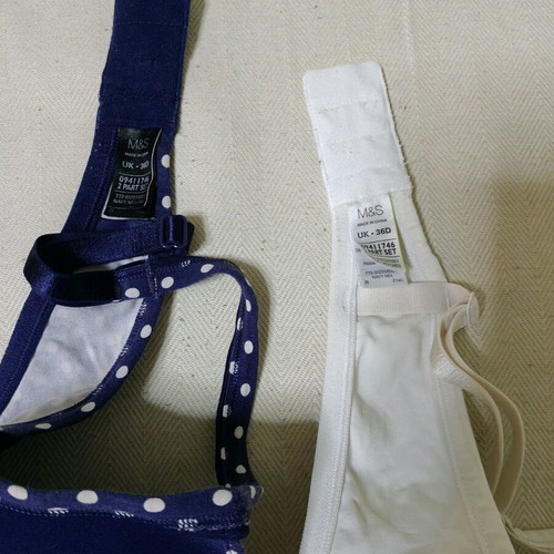 Marks & Spencer bra set white-blue polka dot like new, size 36D