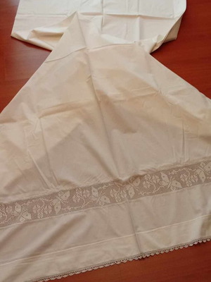 Bed sheet and pillowcase set new handmade cotton double with lace