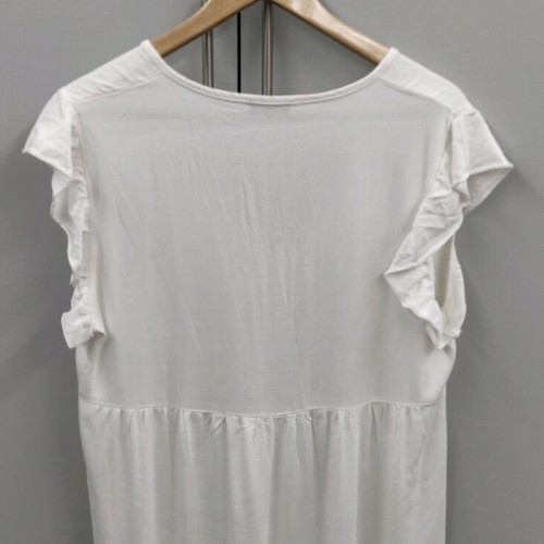 Celestino white short-sleeve blouse with ruffles on sleeve like new, size L