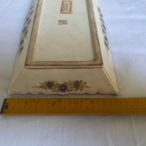 Satsuma Japanese plate used with stand, handmade antique