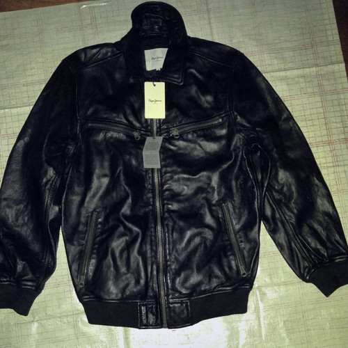 Pepe Jeans pilot leather jacket, black, size S-M