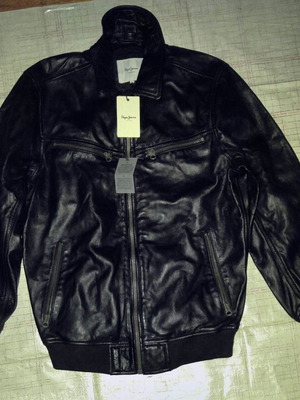 Pepe Jeans pilot leather jacket, black, size S-M