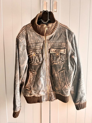 Δερμάτινο bomber jacket Nebbia ανδρικό καφέ μέγεθος 52 σαν καινούργιο