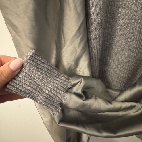 May By Shining Star sweater with satin sleeves new, gray