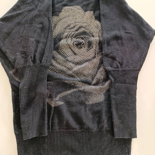 Long Batwing Knit Sweater cashmere blend like new, size M, black