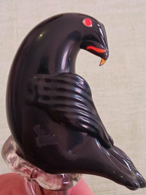 Vintage Murano γυάλινο διακοσμητικό πουλί, χειροποίητο art glass 1960–1980