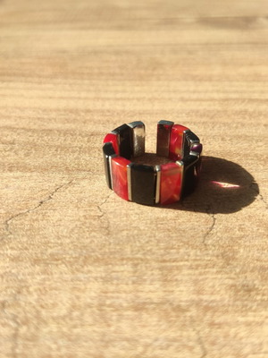 Statement ring with geometric design, metal base, like new