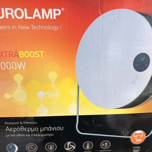 Eurolamp ceramic wall-mounted bathroom fan heater with LED display and remote new
