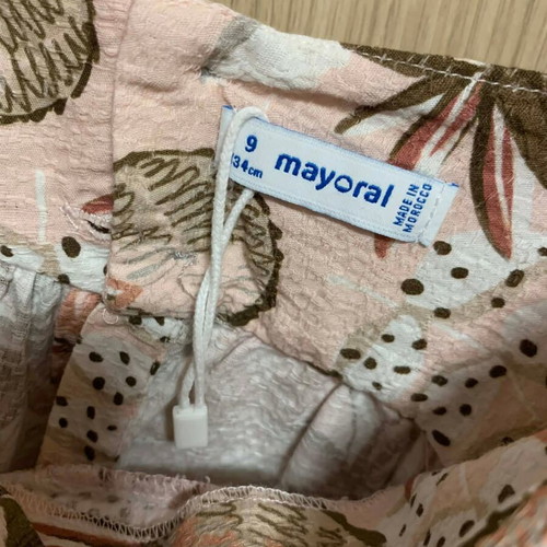 Mayoral Kids Dress New with Ruffles in Salmon Pink Print
