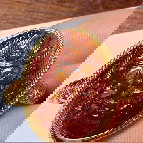 Δαχτυλίδι με Χαλκηδόνιο Σκαλιστό και Επίχρυσο Ασήμι 925, Σαν Καινούργιο