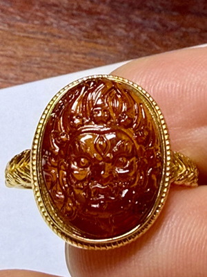 Δαχτυλίδι με Χαλκηδόνιο Σκαλιστό και Επίχρυσο Ασήμι 925, Σαν Καινούργιο