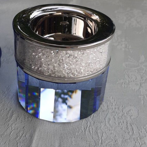 Swarovski Set of 2 Candlesticks Blue and White New