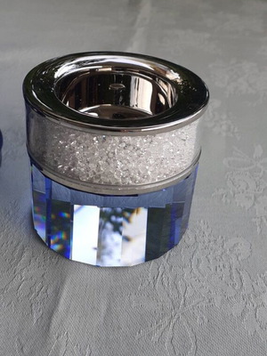 Swarovski Set of 2 Candlesticks Blue and White New