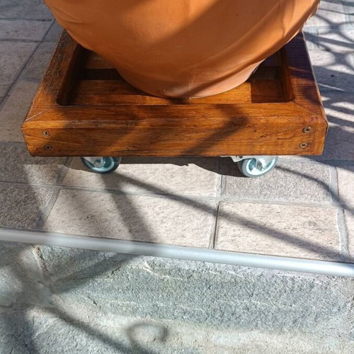 Wooden Chestnut Plant Pot Base 32x32cm with Optional Wheels