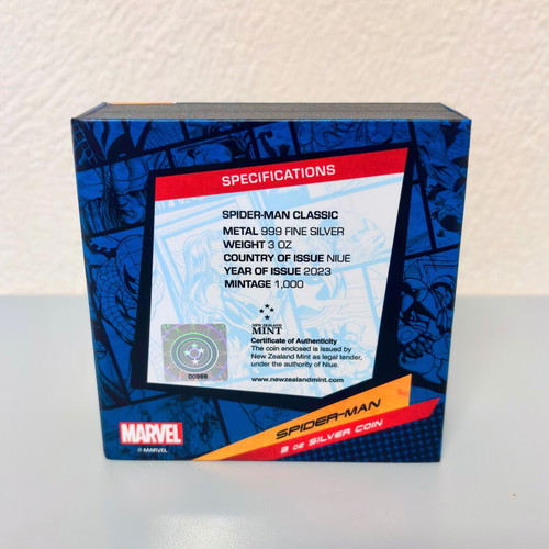 Spiderman Marvel Classic Superheroes 3 Oz Silver .999 Coin New