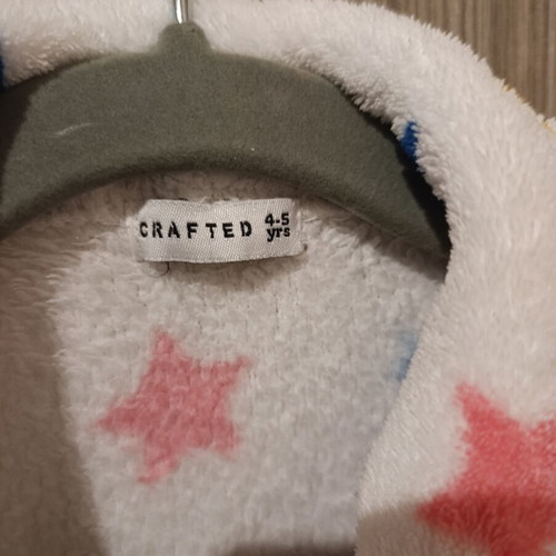 Kids fleece robe size 4-5 years, like new, white with colorful stars