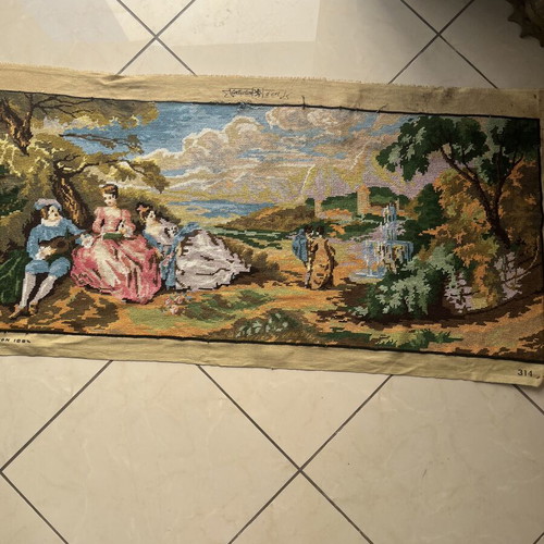 Handmade embroidered tapestry used, 1.10x0.47 m