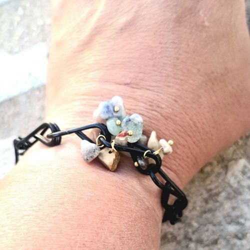 Zara bracelet ancient Greek design with coral chips and amethyst stones