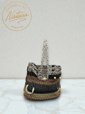 Handmade multicolor knitted shoulder bag new