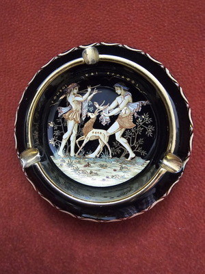 Handmade ashtray 24k gold detail, new