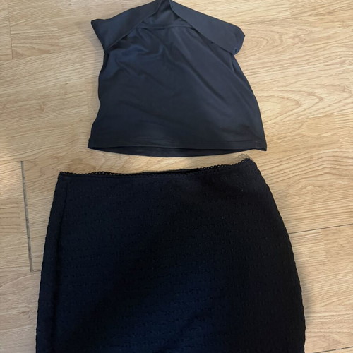 Shein black skirt and Terranova black top set
