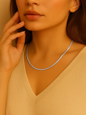 Steel necklace new, silver tone, unisex with gift packaging