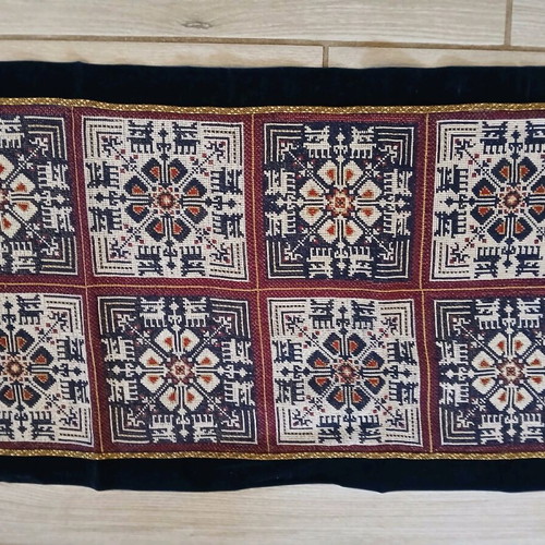 Handmade Table Runner with Traditional Counted Embroidery and Velvet Finish