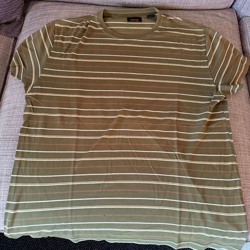 Zara striped t-shirt 100% cotton, used, size L green multicolor