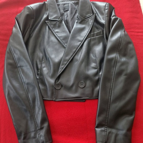 Calliope Short Leather Jacket Size M New Black