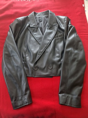 Calliope Short Leather Jacket Size M New Black