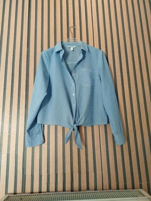 Striped Long-Sleeve Shirt H&M like new, XS, blue-white