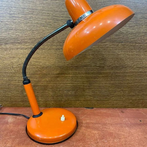 Vintage table lamp 58 cm 1970s space age orange used, collectible design