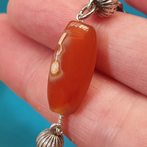 Silver 925 bracelet with carnelian stones used